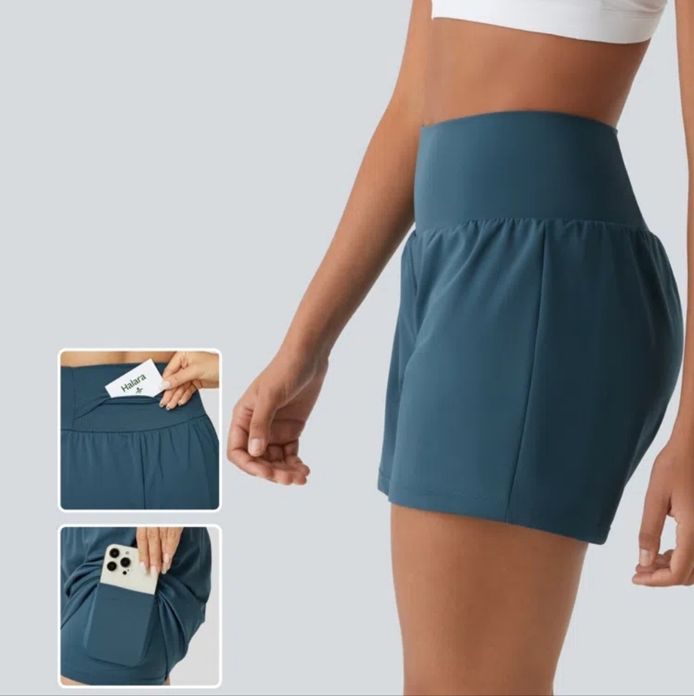 SoftlyZero Airy Super High Waisted 2-in-1 Cool Touch Yoga Shorts 5'' with Pocket